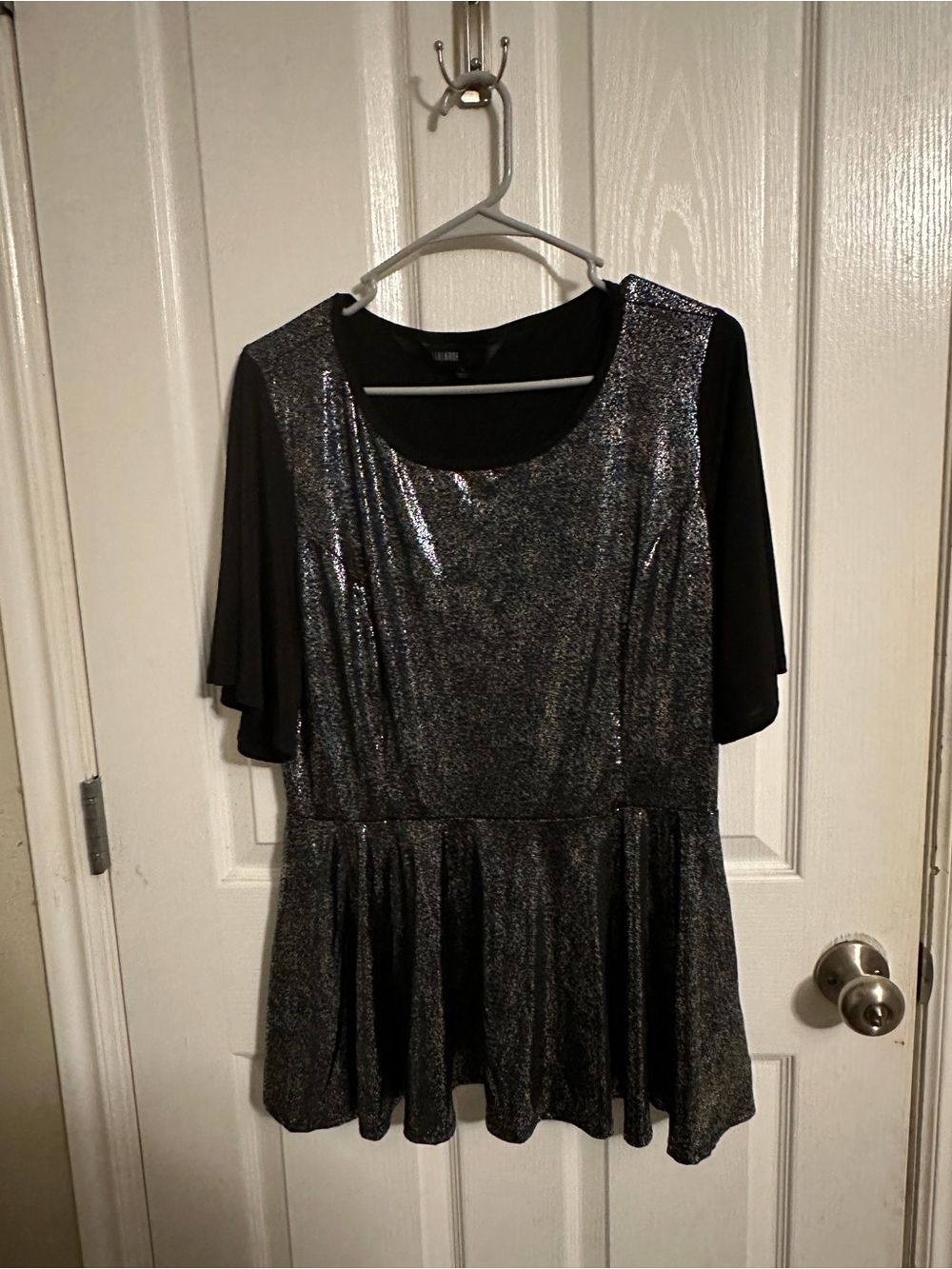 LuLaRoe Black Glitter Peplum Top